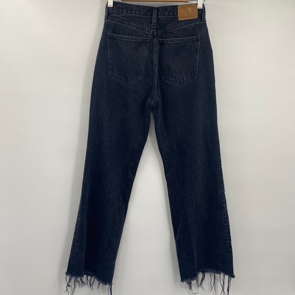 Denim Forum Farrah Jean High Rise Wide Leg Organic Cotton Frayed Black Womens 26 - Picture 6 of 12